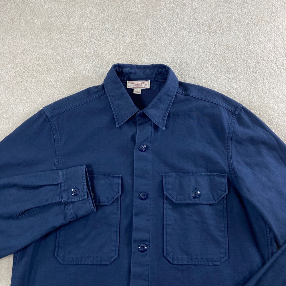 Wallace & Barnes Chore Shirt Mens M Navy Blue Cotton Twill Workwear Shacket